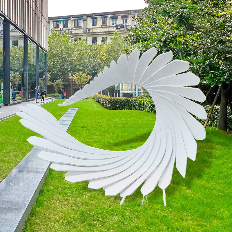 户外不锈钢羽毛雕塑定制园林广场金属创意羽翼塑像售楼部落地摆件