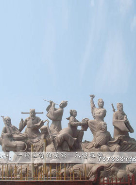 石材玻璃钢八仙过海人物雕塑定制
