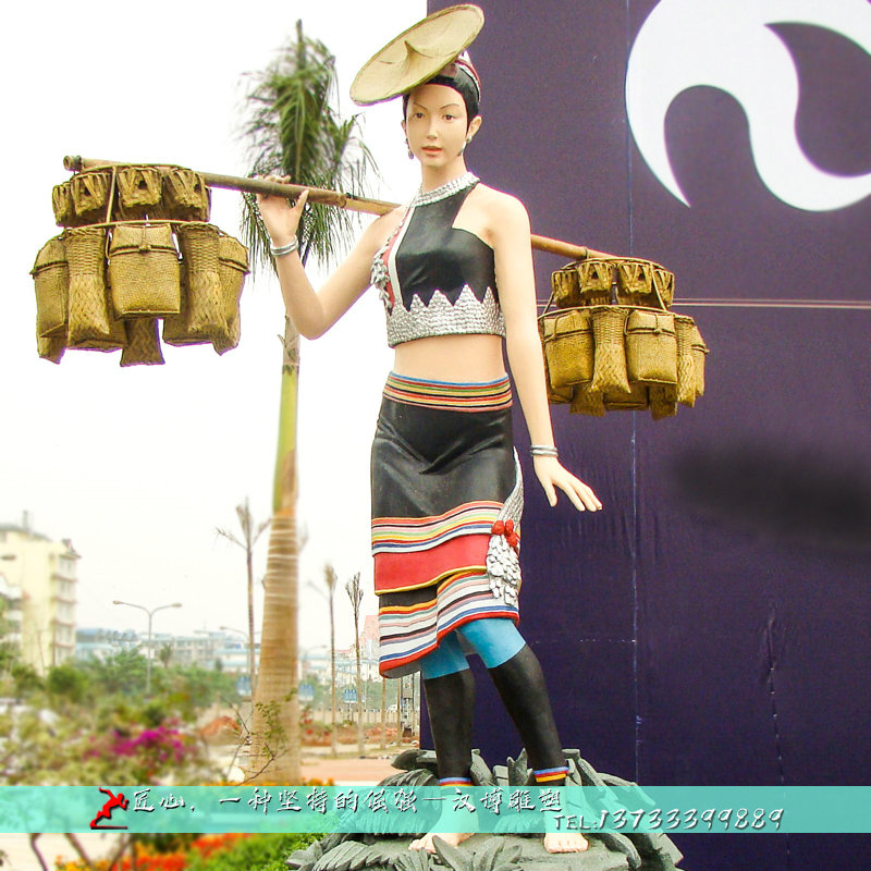 户外广场大型人物雕塑商业步行街彩绘雕像制作厂家园林景观铜雕像