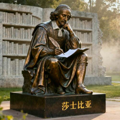 大型铸铜莎士比亚人物雕像定制
