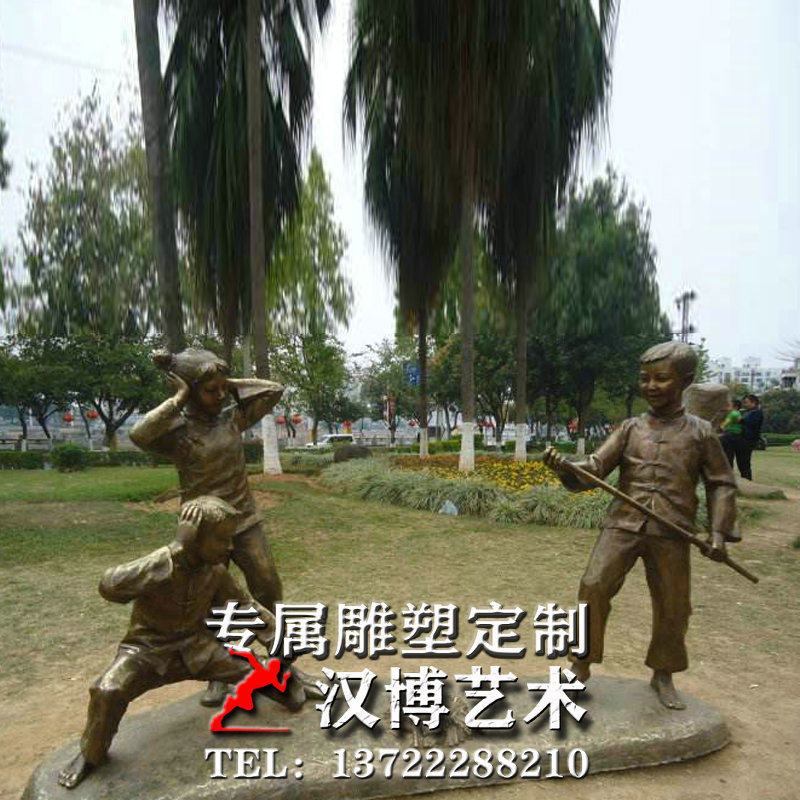 户外城市广场景观小孩放风筝主题人物雕塑传统童趣文化艺术雕像