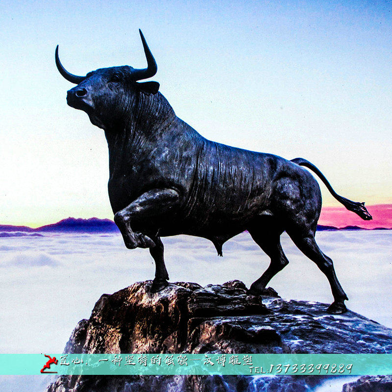 户外广场大型牦牛主题雕塑品定制玻璃钢仿铜仿真动物塑像制作厂家