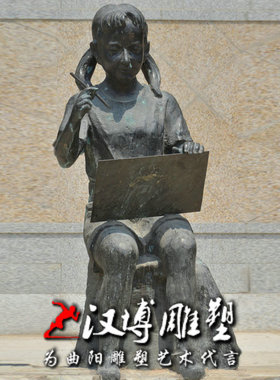 玻璃钢小女孩雕像绘画园林景观