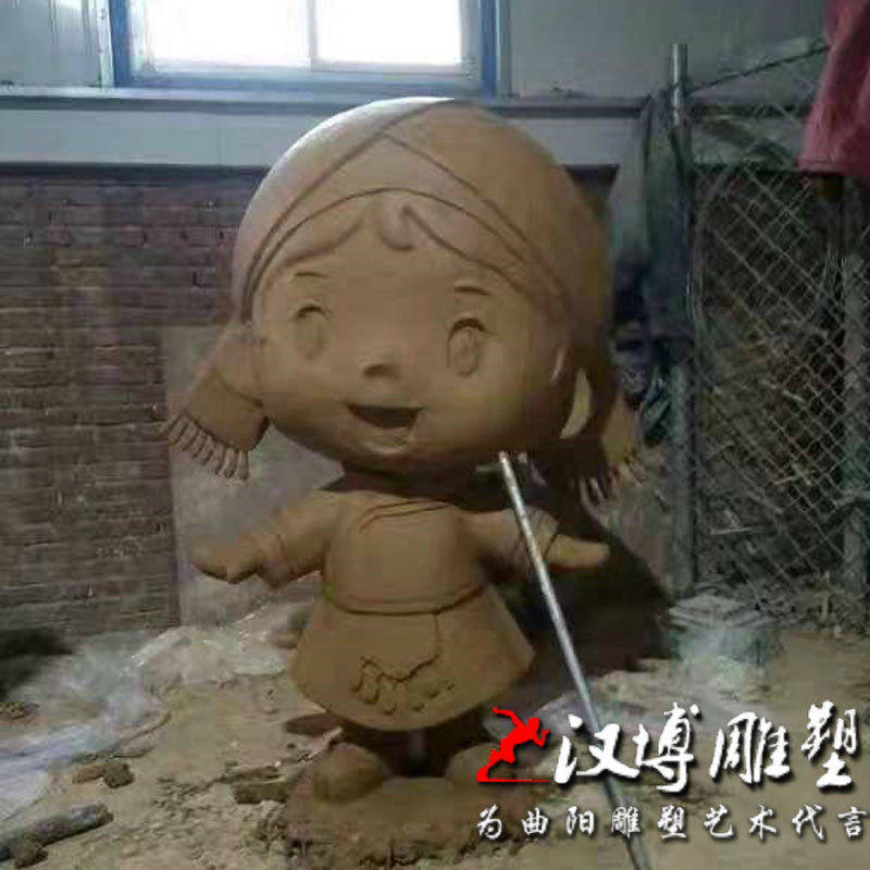 民族卡通小娃娃雕塑泥塑模型雕塑制作彩绘人物公园摆放城市摆放