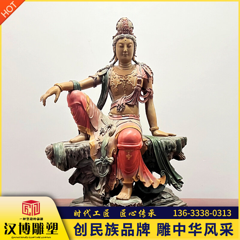 园林景观水月观音雕塑制作户外寺院庙大型艺术佛像博物馆雕像定制