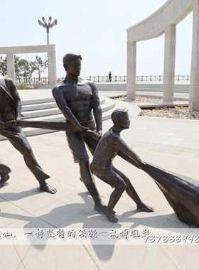 玻璃钢渔民人物户外大型景观雕塑