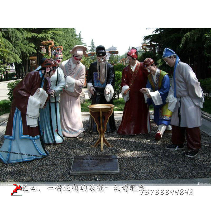 玻璃钢彩绘人物雕像铸铜人物雕像唱戏人物主体雕塑定制广场雕塑