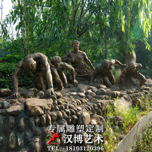 户外民俗文化川江号子主题拉纤人物雕像仿铜玻璃钢城市景观雕塑