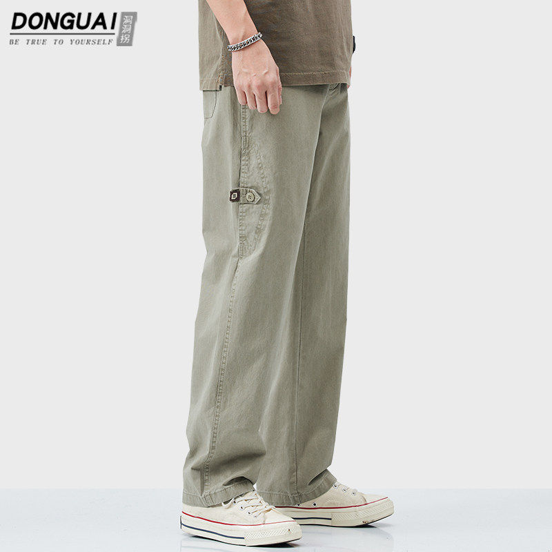 日系纯棉休闲裤子男士2026新款百搭运动工装裤春夏款宽松直筒长裤