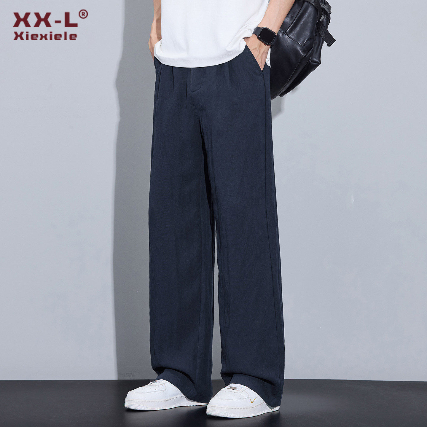 亚麻天丝休闲裤男士夏季薄款宽松直筒2026新款潮牌速干运动长裤子