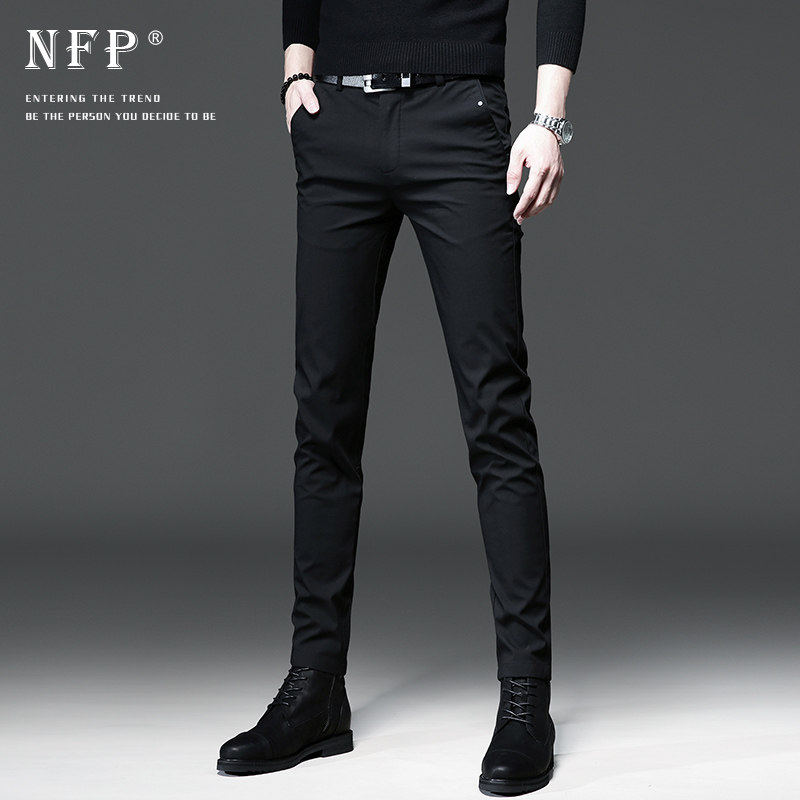 高端轻商务加绒休闲裤男2025秋冬新款修身弹力小脚裤韩版黑色西裤
