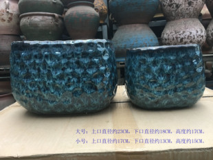 四方小孔雀蓝陶瓷花盆多肉绿萝吊兰一品红红掌龟背竹豆瓣绿鸭脚木