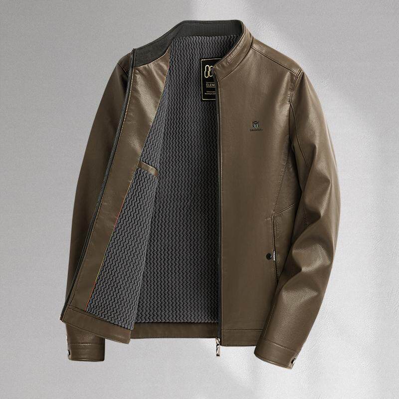 无货男士皮夹克2025春秋季新款皮衣外套中年爸爸装加绒立领上衣服