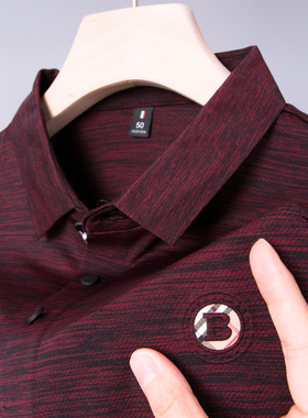 男士POLO衫短袖t恤父亲节送爸爸夏装plol冰丝衬衫丅上衣服40岁50