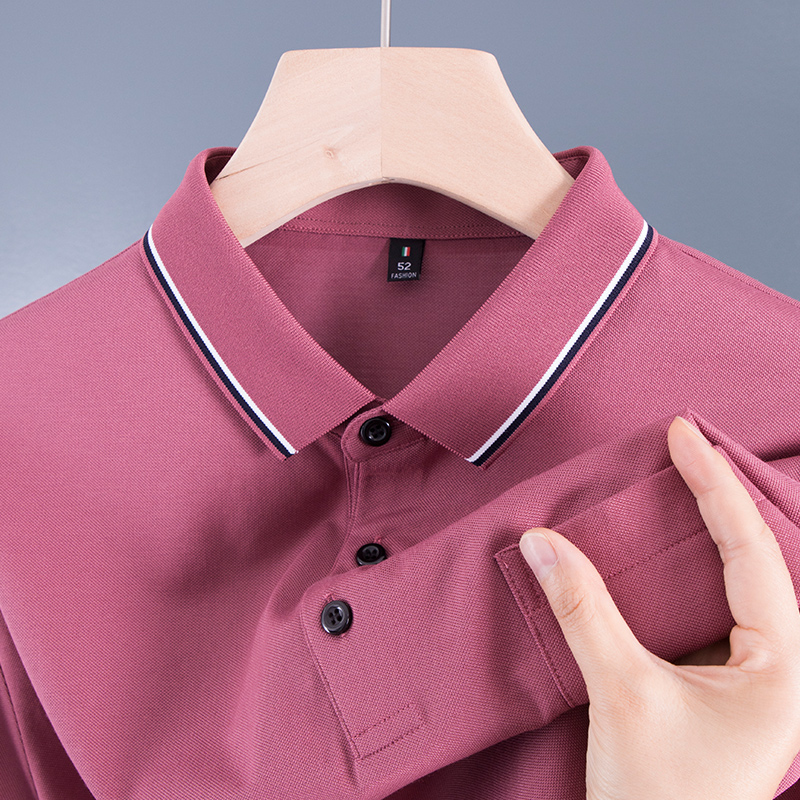 中年爸爸夏装plol粉色显年轻上衣