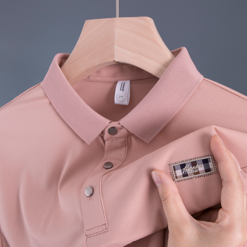 爸爸夏装新款冰丝半袖polo衫上衣