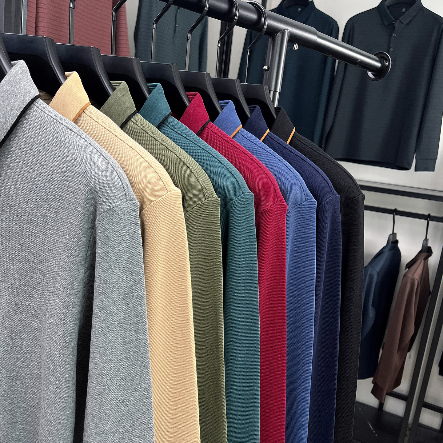 100%棉男士长袖T恤喜爸爸上衣百搭休闲红色纯棉polo衫中老年新款