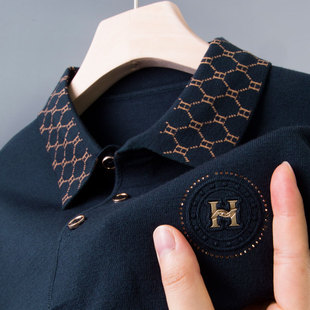 男士polo领毛衣翻有带领针织保暖中年爸爸春秋冬装新款上衣打底衫