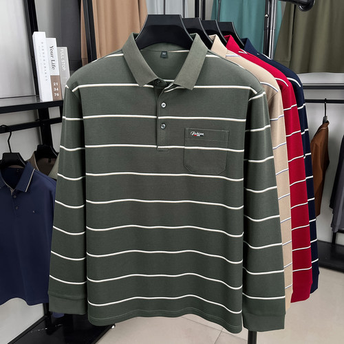 中年爸爸秋装春秋季男士袖恤