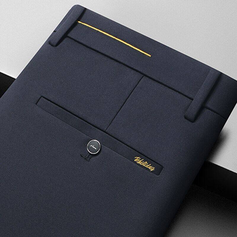 男士休闲裤长裤子春秋冬中年爸爸装新款刺绣西裤搭配POLO衫衬衫土