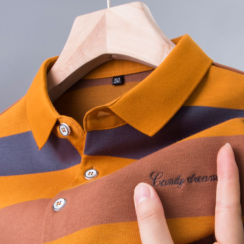 爸爸秋冬装p0lo上衣翻领打底衫
