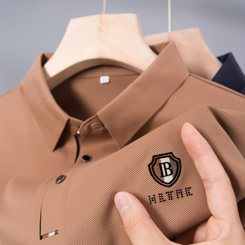 中年男士短袖T恤爸爸夏季翻有领