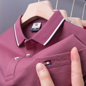 男士 上衣服有por带真口袋pro polo衫 t恤短袖 中年冰丝p0lo爸爸夏装