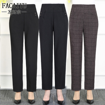 中老年大码松紧腰直筒休闲长裤