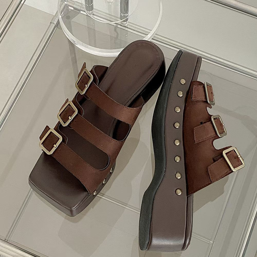 苏木槿皮带扣个性小众厚底方头拖鞋罗马凉拖鞋女2026东大门夏新款