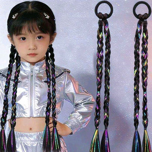 儿童爵士舞头饰银色编发绳假发辫子女孩街舞表演发饰女童jazz脏辫