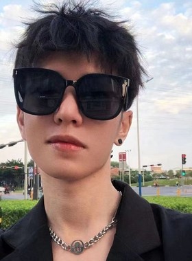 2023年新款大脸显瘦太阳眼镜gm黑框黑色墨镜男生高级感ins