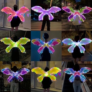 发光充气翅膀批 发夜市摆摊神器公园气球马卡龙维密天使翅膀背饰