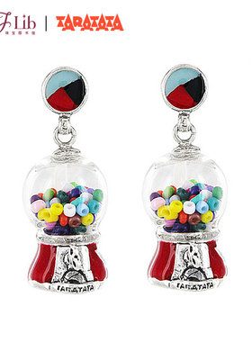 法国TARATATA可爱水晶球多彩糖果耳坠女锡镀纯银耳钉创意童趣耳环