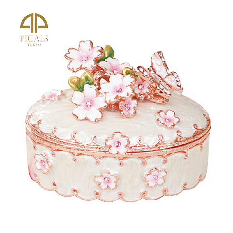 日本Picals樱花珐琅首饰盒精致高档戒指盒七宝烧送闺蜜女朋友礼物