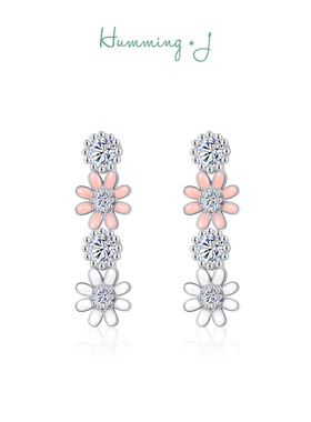 韩国Humming J小雏菊耳钉女S925纯银耳环精致简约气质ins小众设计