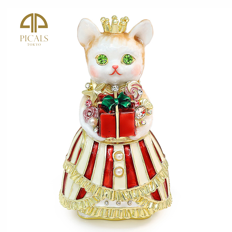 日本Picals圣诞节礼物露露猫女孩戒指盒精致珐琅金属首饰盒小摆件