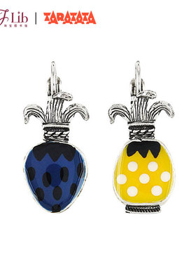 法国TARATATA BIGARREAU珐琅彩菠萝蓝草莓纯银耳钉女创意水果耳环