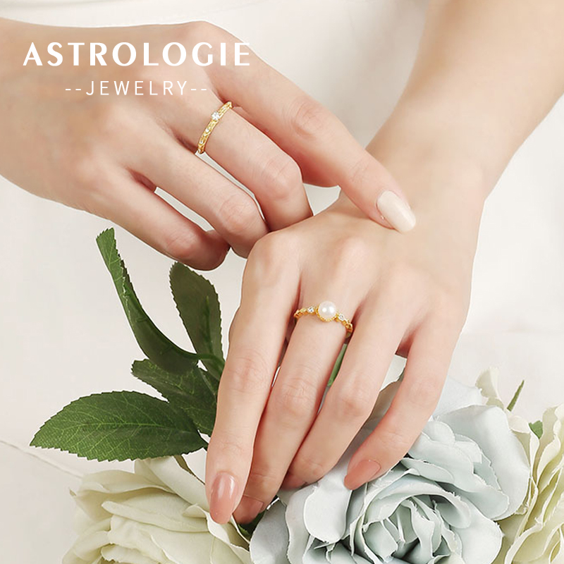 珍珠皇冠戒指纯银单身送以梦之名