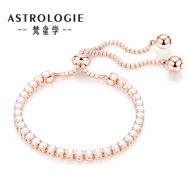 个性纯银镶嵌白陶瓷女款串珠手链