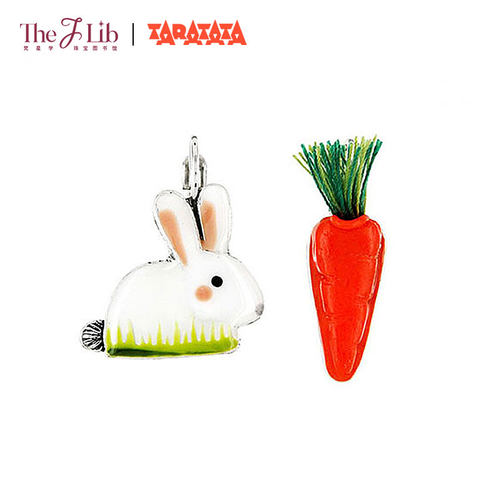 法国可爱兔子胡萝卜锡女简约耳钉