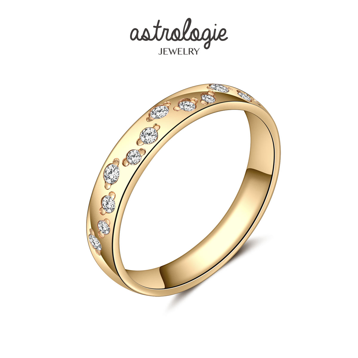 能量戒指锆石镶嵌纯银镀金复古