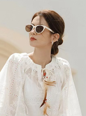 灿烂的风和海麦又歌陈昊宇同款太阳镜椭圆形高级感防紫外线墨镜