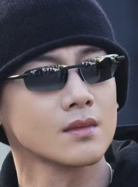 不眠日白敬亭丁奇同款偏光高级运动骑行太阳镜无框户外墨镜男眼镜