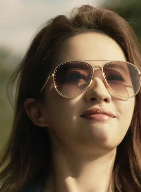 玫瑰的故事刘亦菲同款眼镜黄亦玫太阳镜金属铆钉大框墨镜茶色显瘦