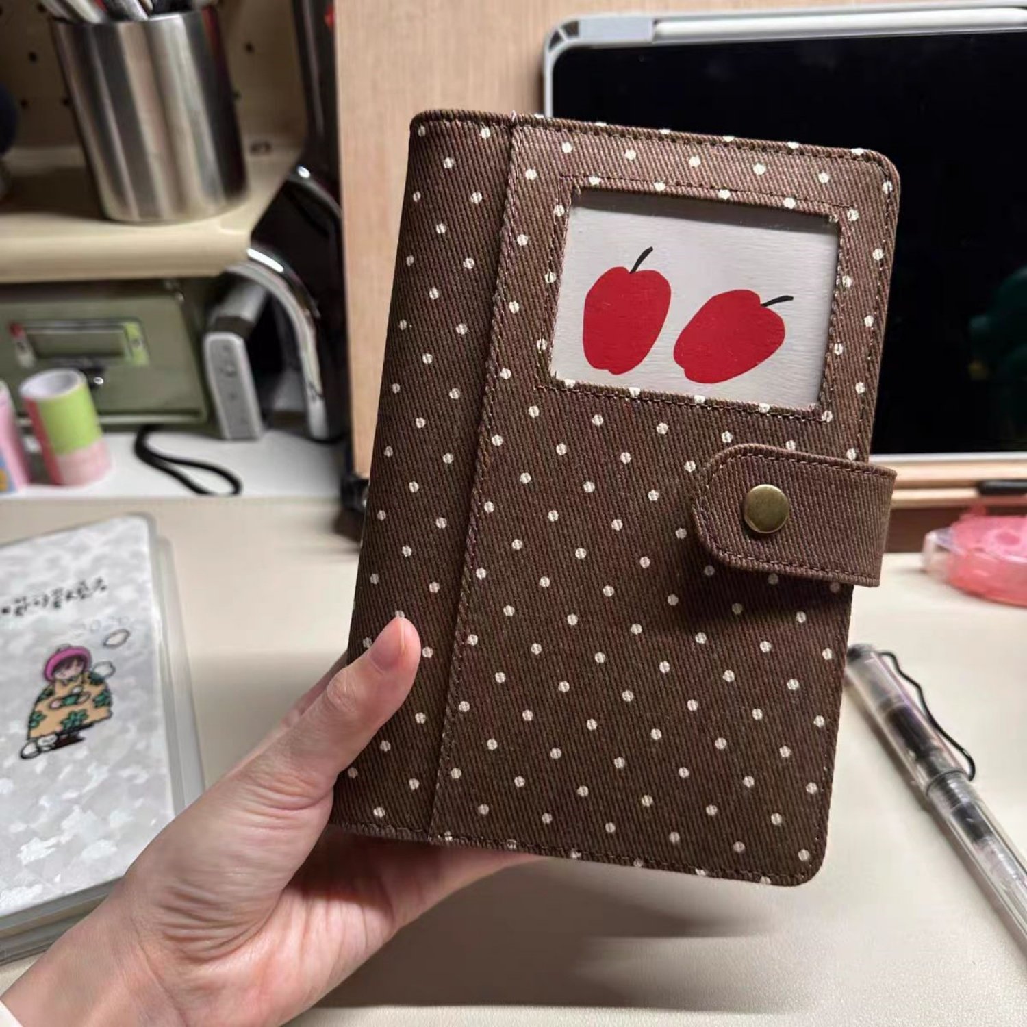 小红书同款复古棕布艺波点A6手账本小众ins学生简约笔记本记事本,文具电教/文化用品/商务用品,手帐/日程本/计划本,淘宝优惠券,粉丝福利购,淘宝优惠卷