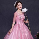 彩纱婚纱学生表演礼服优雅显瘦蓬蓬裙年会主持晚礼服长款 演出服女