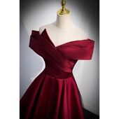 敬酒服新娘一字肩酒红色订婚显瘦答谢宴高级感结婚气质晚礼服裙女