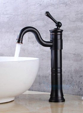 全铜ORB黑色冷热水龙头 混水阀 欧式仿古个性洗手盆脸盆面盆龙头
