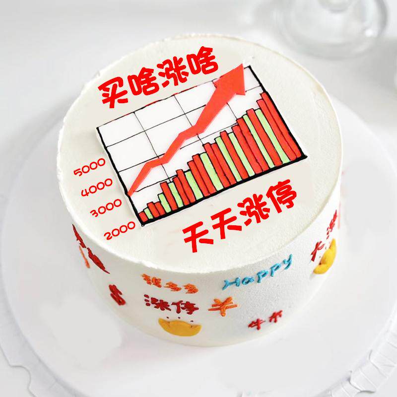 买啥涨啥股票巧克力转印纸天天涨停生日蛋糕暴富烘焙装饰两张包邮