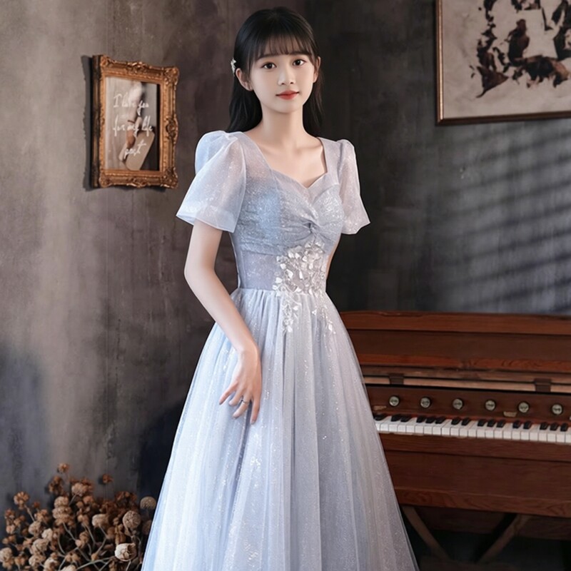 艺考晚礼服裙女大童轻奢主持图片